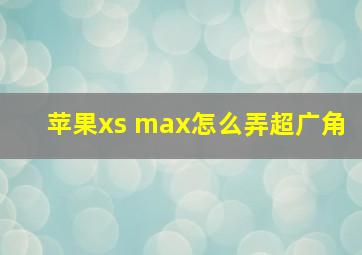 苹果xs max怎么弄超广角